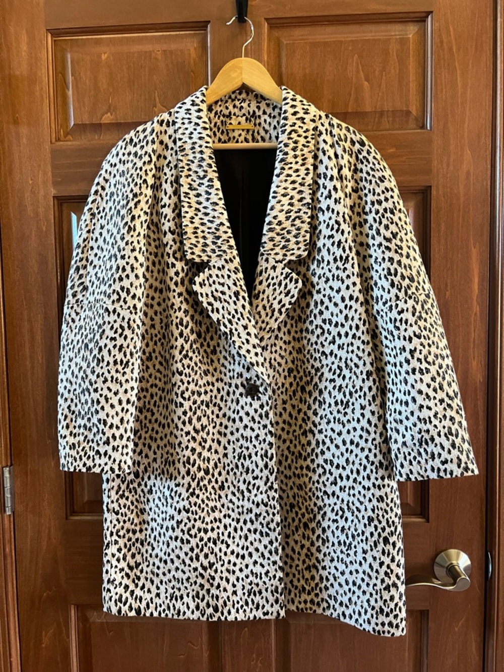 Diane Von Furstenberg Leopard Print Coat Duster Tan Black Size 12 - Picture 3 of 16